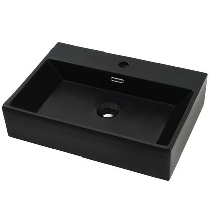 Waschbecken mit Hahnloch Keramik Schwarz 76 x 42,5 x 14,5 cm - Pazzar.ch
