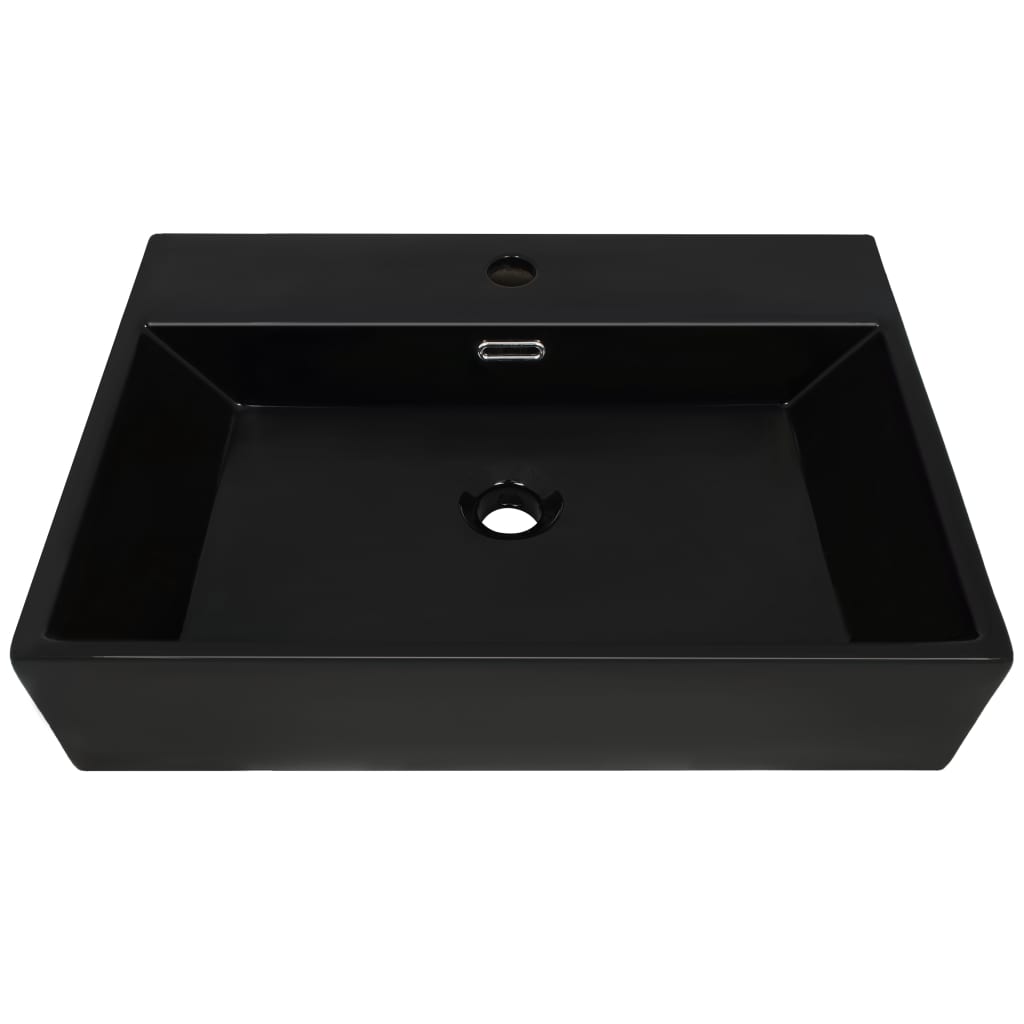 Waschbecken mit Hahnloch Keramik Schwarz 76 x 42,5 x 14,5 cm - Pazzar.ch