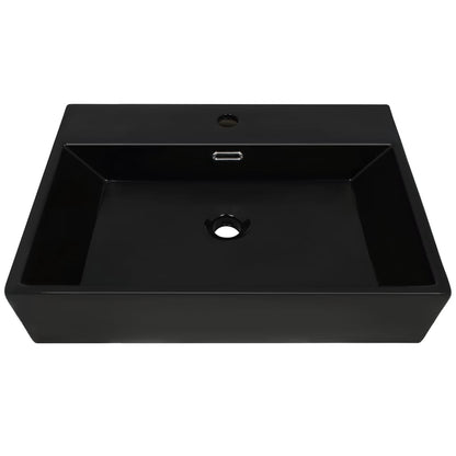 Waschbecken mit Hahnloch Keramik Schwarz 76 x 42,5 x 14,5 cm - Pazzar.ch