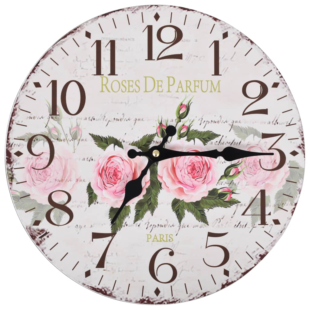 Vintage Wanduhr Blumen 30 cm - Pazzar.ch
