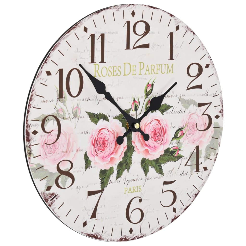 Vintage Wanduhr Blumen 30 cm - Pazzar.ch
