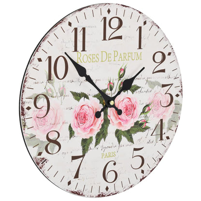 Vintage Wanduhr Blumen 30 cm - Pazzar.ch