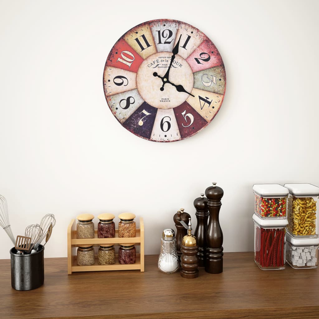 Wanduhr Vintage Bunt 30 cm - Pazzar.ch