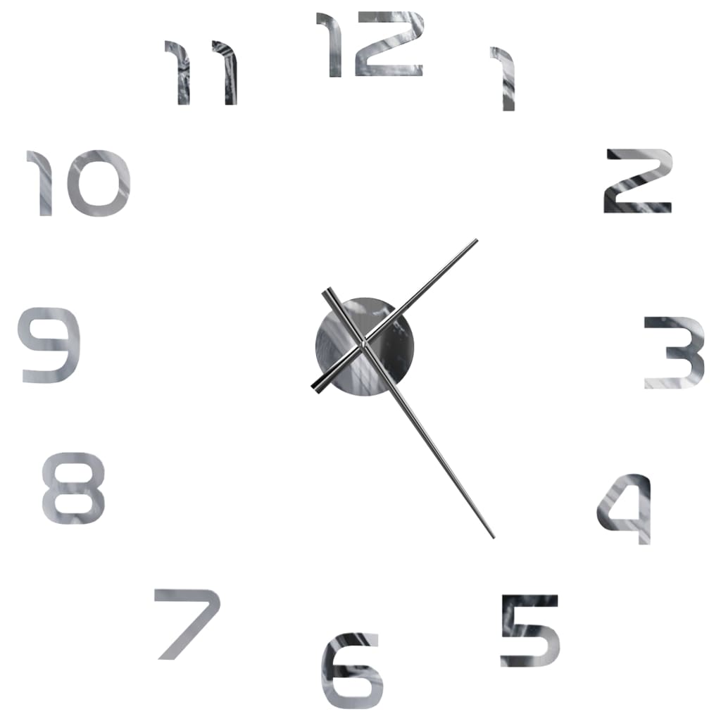 3D-Wanduhr Modernes Design 100 cm XXL Silbern - Pazzar.ch