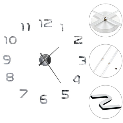 3D-Wanduhr Modernes Design 100 cm XXL Silbern - Pazzar.ch