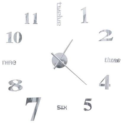 3D-Wanduhr Modernes Design 100 cm XXL Silbern - Pazzar.ch