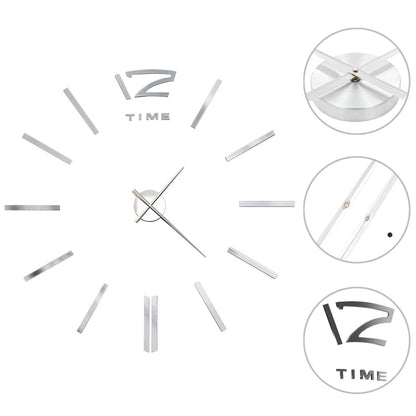 3D-Wanduhr Modernes Design 100 cm XXL Silbern - Pazzar.ch