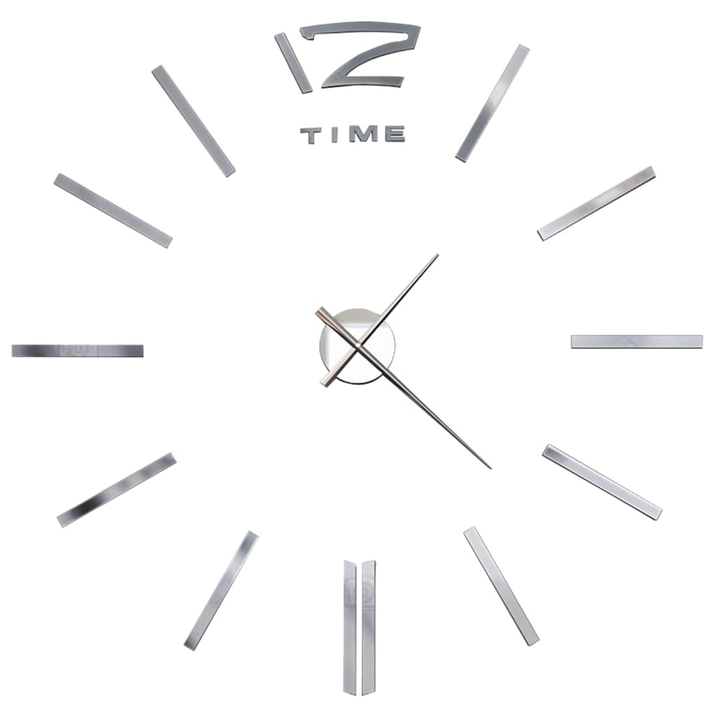3D-Wanduhr Modernes Design 100 cm XXL Silbern - Pazzar.ch