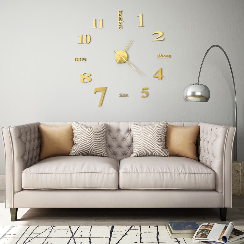 3D-Wanduhr Modernes Design 100 cm XXL Golden - Pazzar.ch