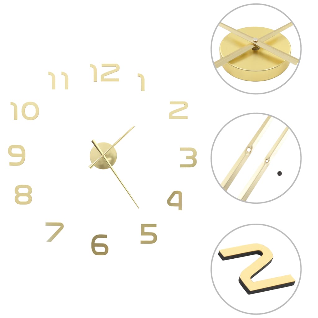 3D-Wanduhr Modernes Design 100 cm XXL Golden - Pazzar.ch