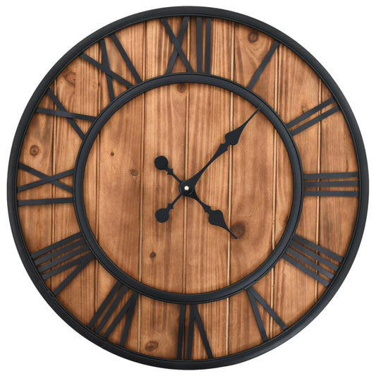 Wanduhr Vintage mit Quarzwerk Holz und Metall 60 cm XXL - Pazzar.ch