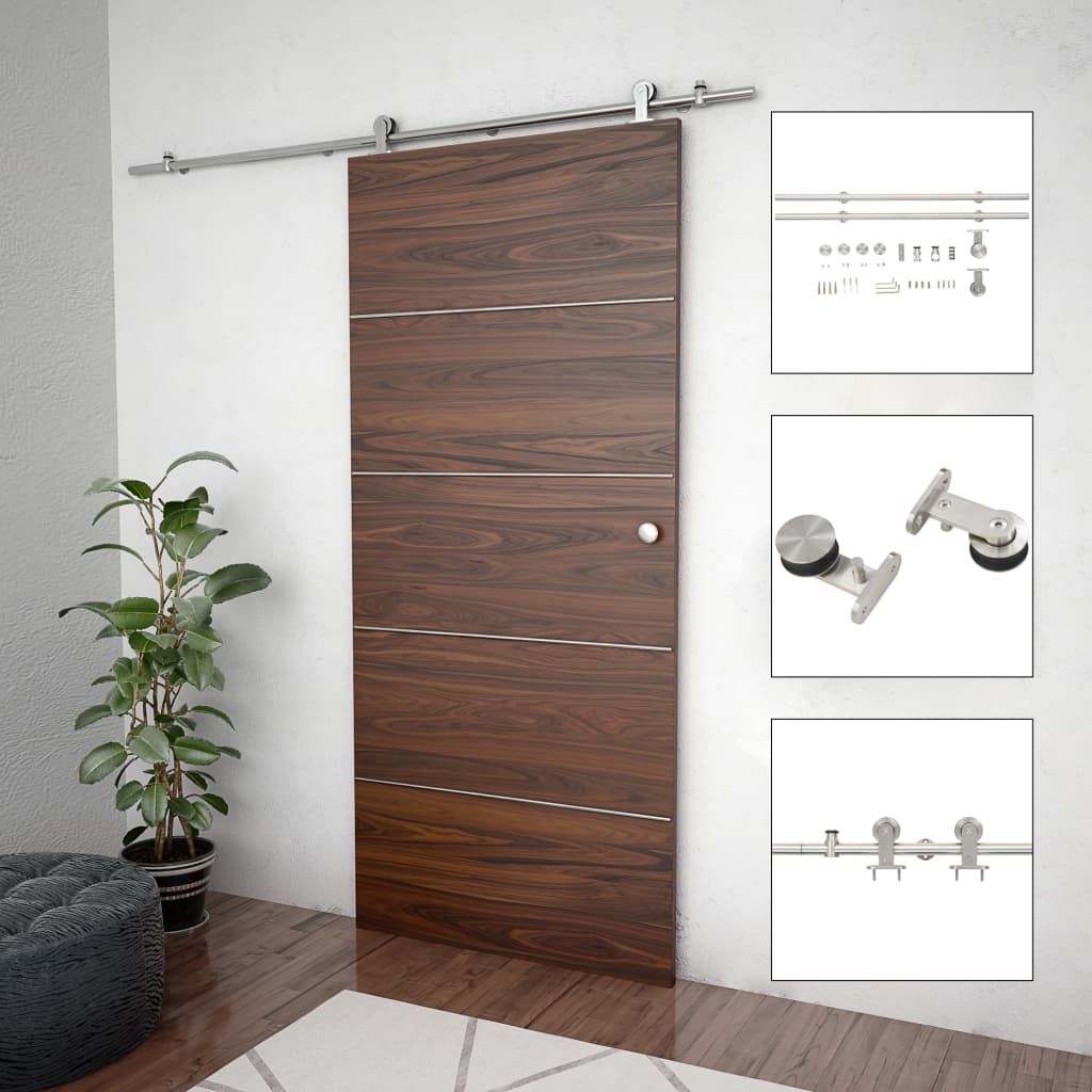 Schiebetür-Beschlagsatz 183 cm Edelstahl Silbern - Pazzar.ch