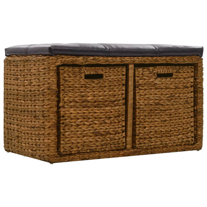 Sitzbank mit 2 Körben Seegras 71×40×42 cm Braun - Pazzar.ch