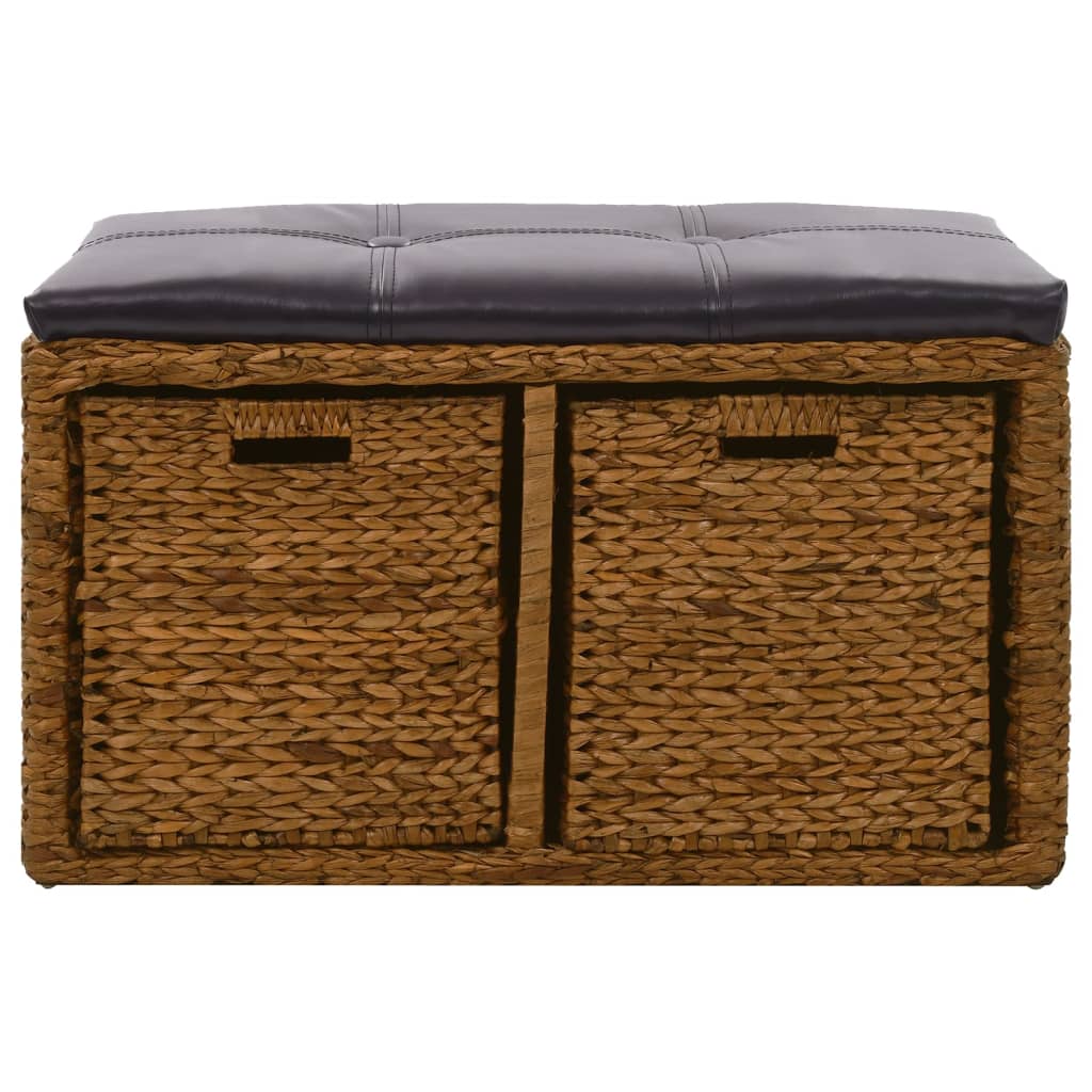 Sitzbank mit 2 Körben Seegras 71×40×42 cm Braun - Pazzar.ch