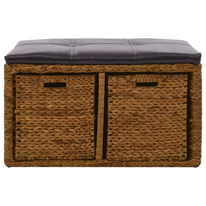 Sitzbank mit 2 Körben Seegras 71×40×42 cm Braun - Pazzar.ch