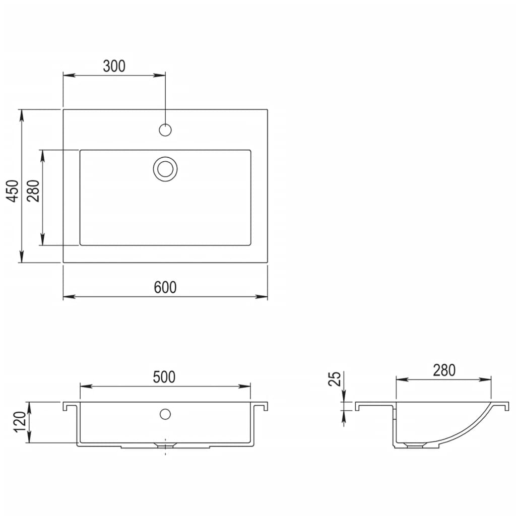 Granitbecken 600×450×120 mm Schwarz - Pazzar.ch