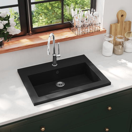 Granitbecken 600×450×120 mm Schwarz - Pazzar.ch