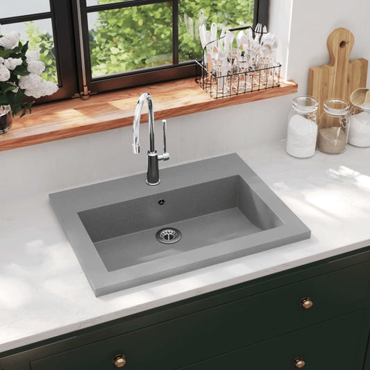 Granitbecken 600×450×120 mm Grau - Pazzar.ch