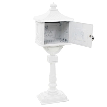 Sockel-Briefkasten Aluminium Vintage-Stil Rostfrei Weiß - Pazzar.ch