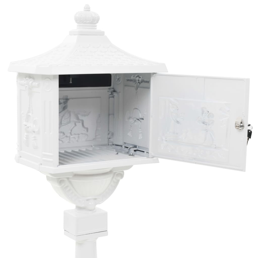 Sockel-Briefkasten Aluminium Vintage-Stil Rostfrei Weiß - Pazzar.ch