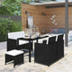 6-tlg. Garten-Essgruppe mit Auflagen Poly Rattan Schwarz