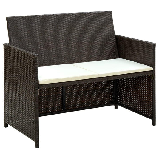 2-Sitzer-Gartensofa mit Polstern Braun Poly Rattan - Pazzar.ch