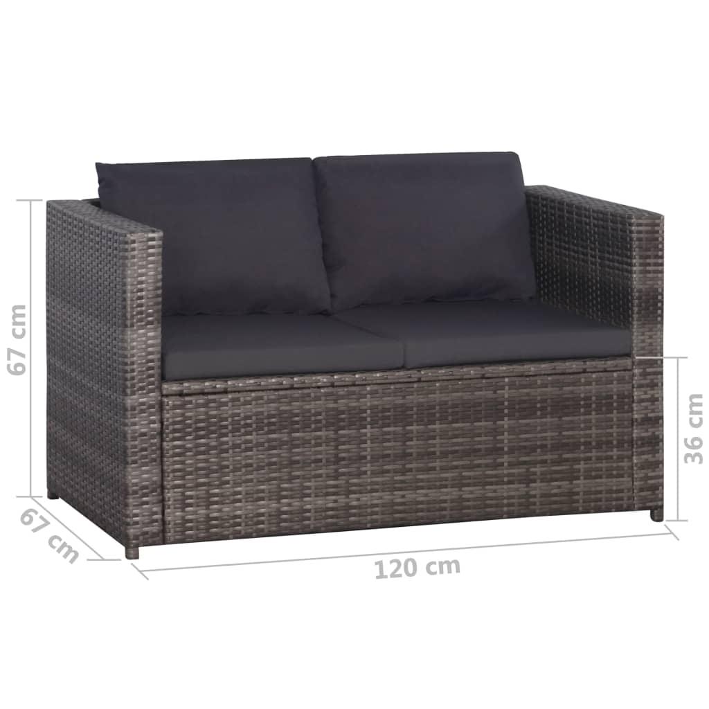 3-tlg. Bistro-Set mit Auflagen Poly Rattan Grau - Pazzar.ch