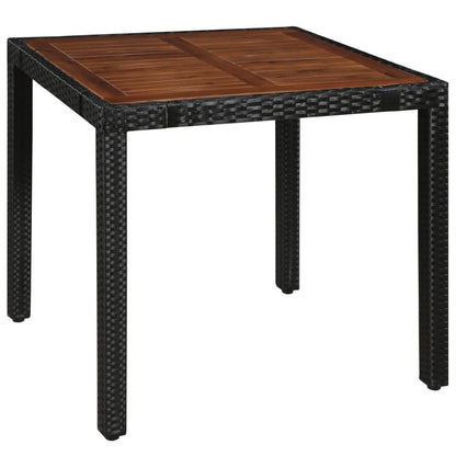 5-tlg. Garten-Essgruppe Poly Rattan Akazie Massivholz Schwarz - Pazzar.ch