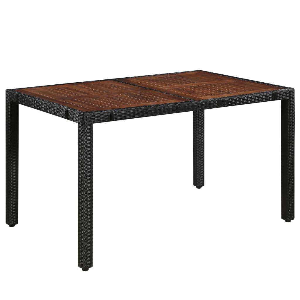 7-tlg. Garten-Essgruppe Poly Rattan Akazie Massivholz Schwarz - Pazzar.ch
