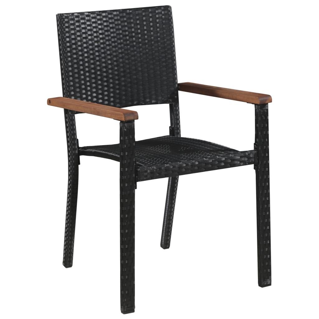 7-tlg. Garten-Essgruppe Poly Rattan Akazie Massivholz Schwarz - Pazzar.ch