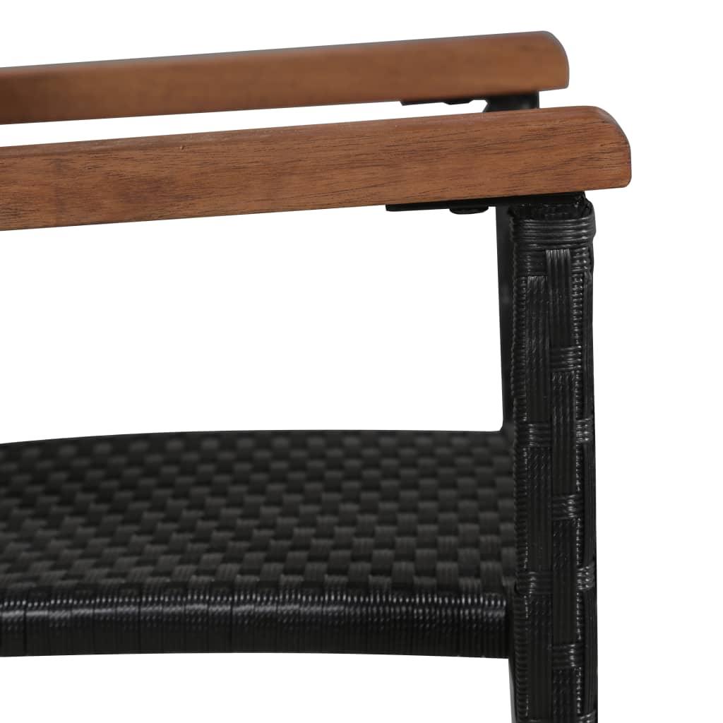 7-tlg. Garten-Essgruppe Poly Rattan Akazie Massivholz Schwarz - Pazzar.ch