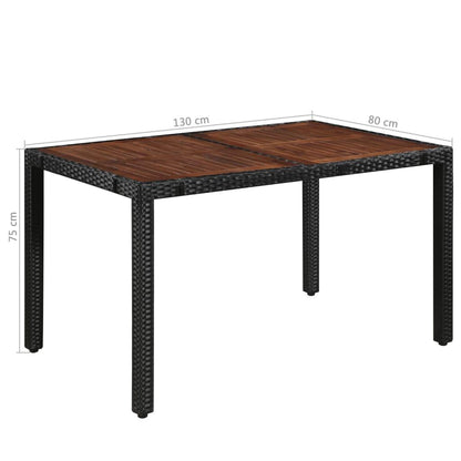 7-tlg. Garten-Essgruppe Poly Rattan Akazie Massivholz Schwarz - Pazzar.ch