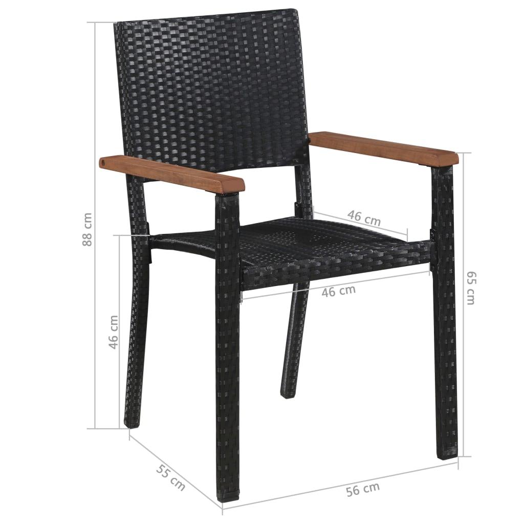 7-tlg. Garten-Essgruppe Poly Rattan Akazie Massivholz Schwarz - Pazzar.ch
