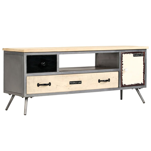 TV-Schrank Mangoholz Massiv und Stahl 120 x 30 x 45 cm - Pazzar.ch