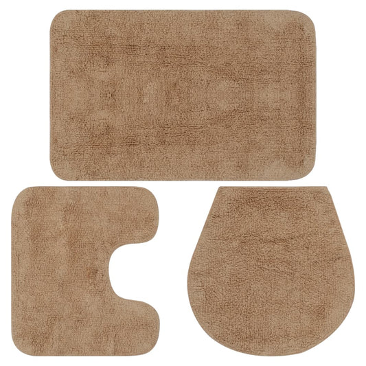 Badematten-Set 3-tlg. Stoff Beige - Pazzar.ch