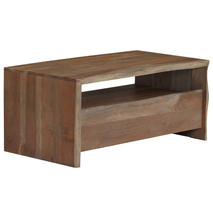 Couchtisch Akazienholz Massiv Naturkanten 90x50x40 cm Grau - Pazzar.ch