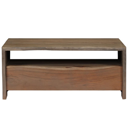 Couchtisch Akazienholz Massiv Naturkanten 90x50x40 cm Grau - Pazzar.ch