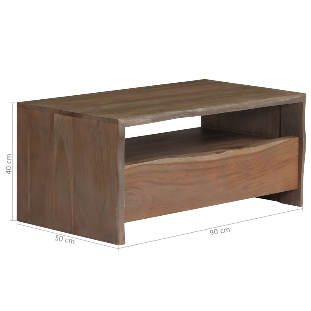 Couchtisch Akazienholz Massiv Naturkanten 90x50x40 cm Grau - Pazzar.ch