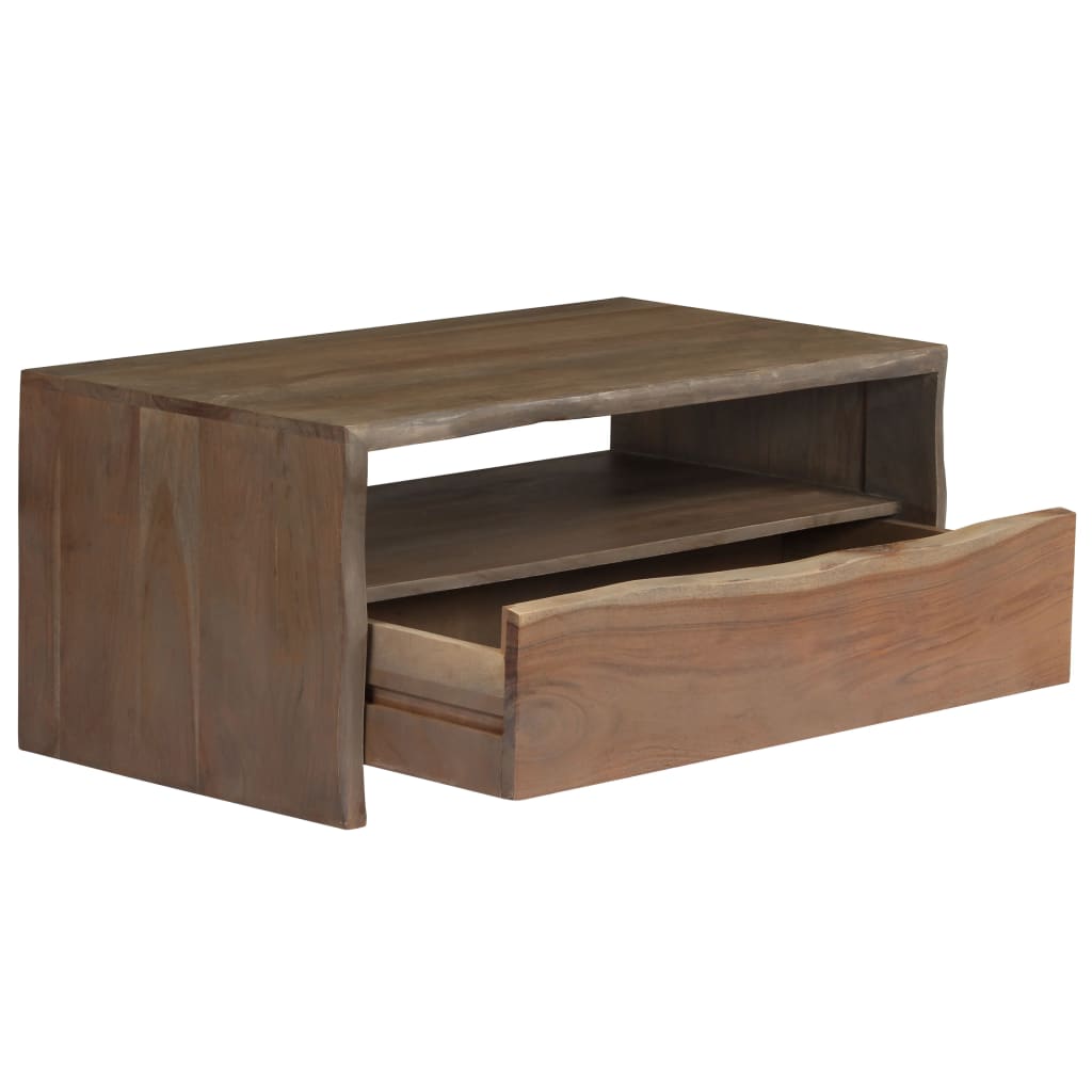 Couchtisch Akazienholz Massiv Naturkanten 90x50x40 cm Grau - Pazzar.ch