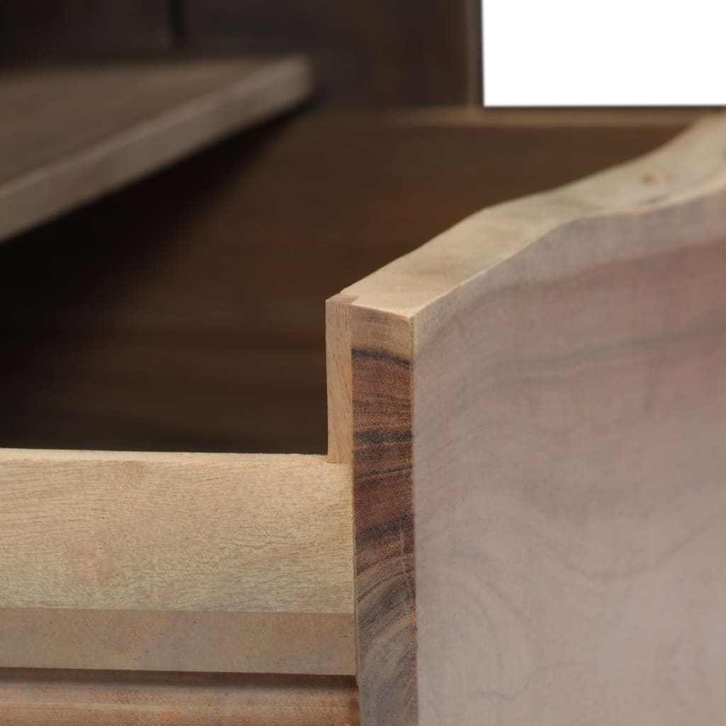 Couchtisch Akazienholz Massiv Naturkanten 90x50x40 cm Grau - Pazzar.ch