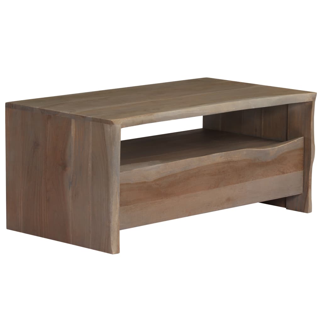 Couchtisch Akazienholz Massiv Naturkanten 90x50x40 cm Grau - Pazzar.ch