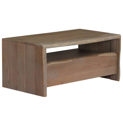 Couchtisch Akazienholz Massiv Naturkanten 90x50x40 cm Grau - Pazzar.ch