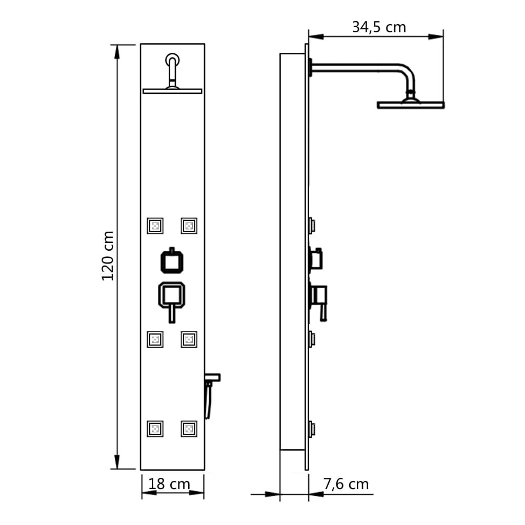 Duschpaneel Glas 18×42,1×120 cm Schwarz - Pazzar.ch