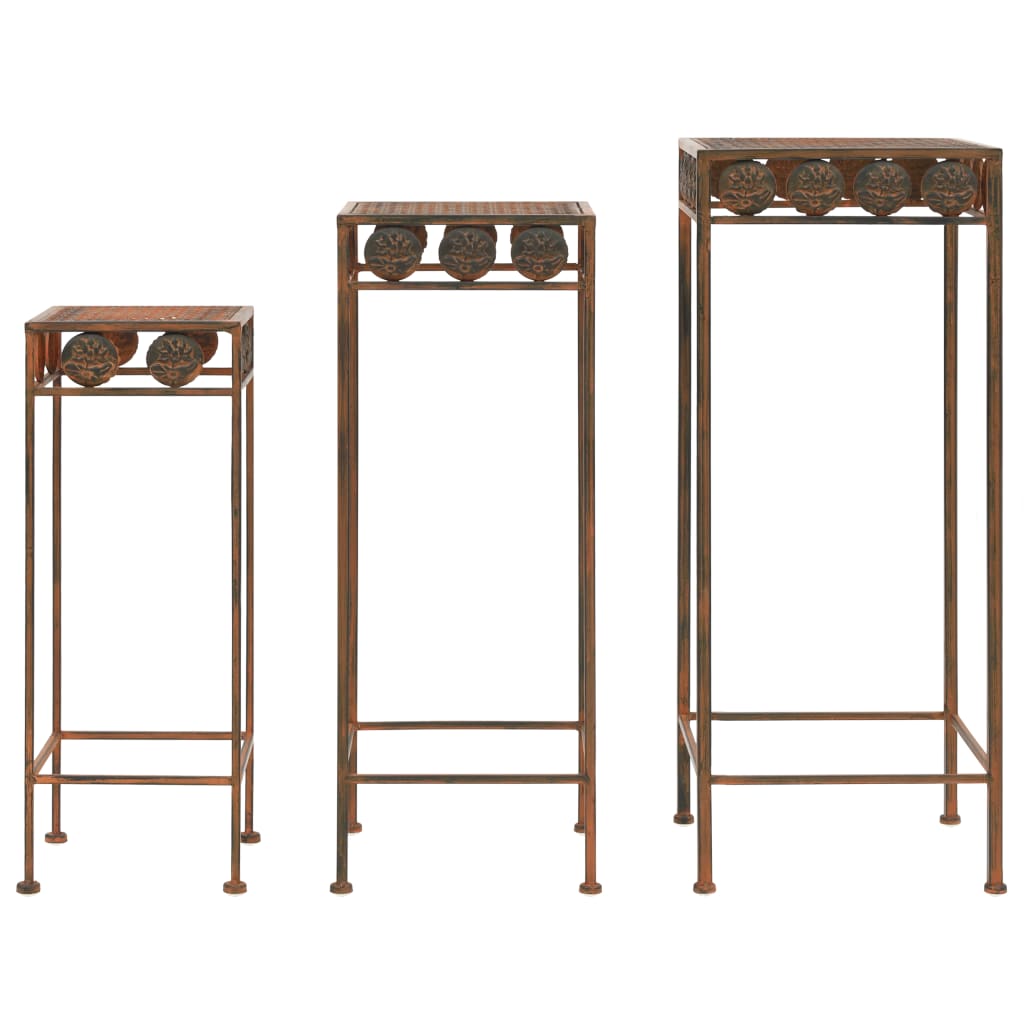 Pflanzenständer-Set 3-tlg. Vintage-Stil Metall Rostfarben - Pazzar.ch
