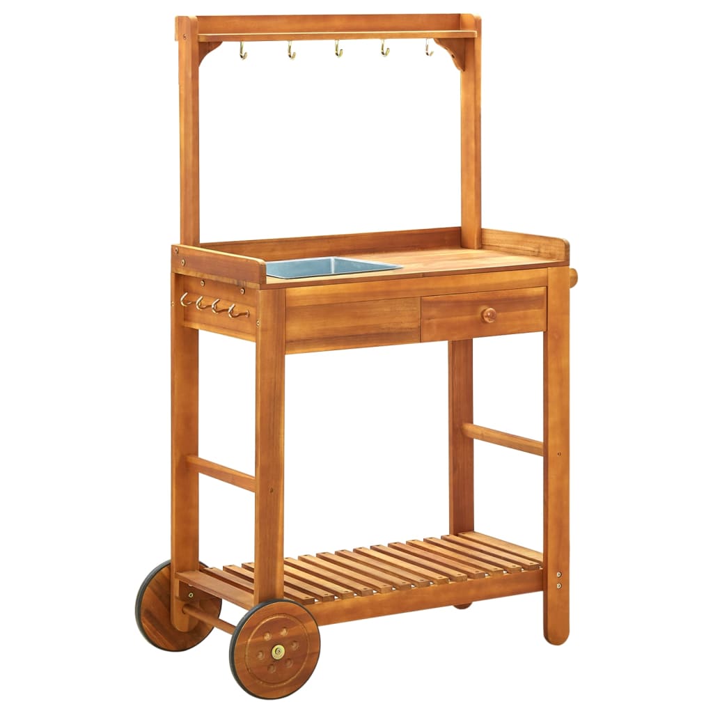Servierwagen Akazienolz Massiv 92 x 43,5 x 141,5 cm - Pazzar.ch