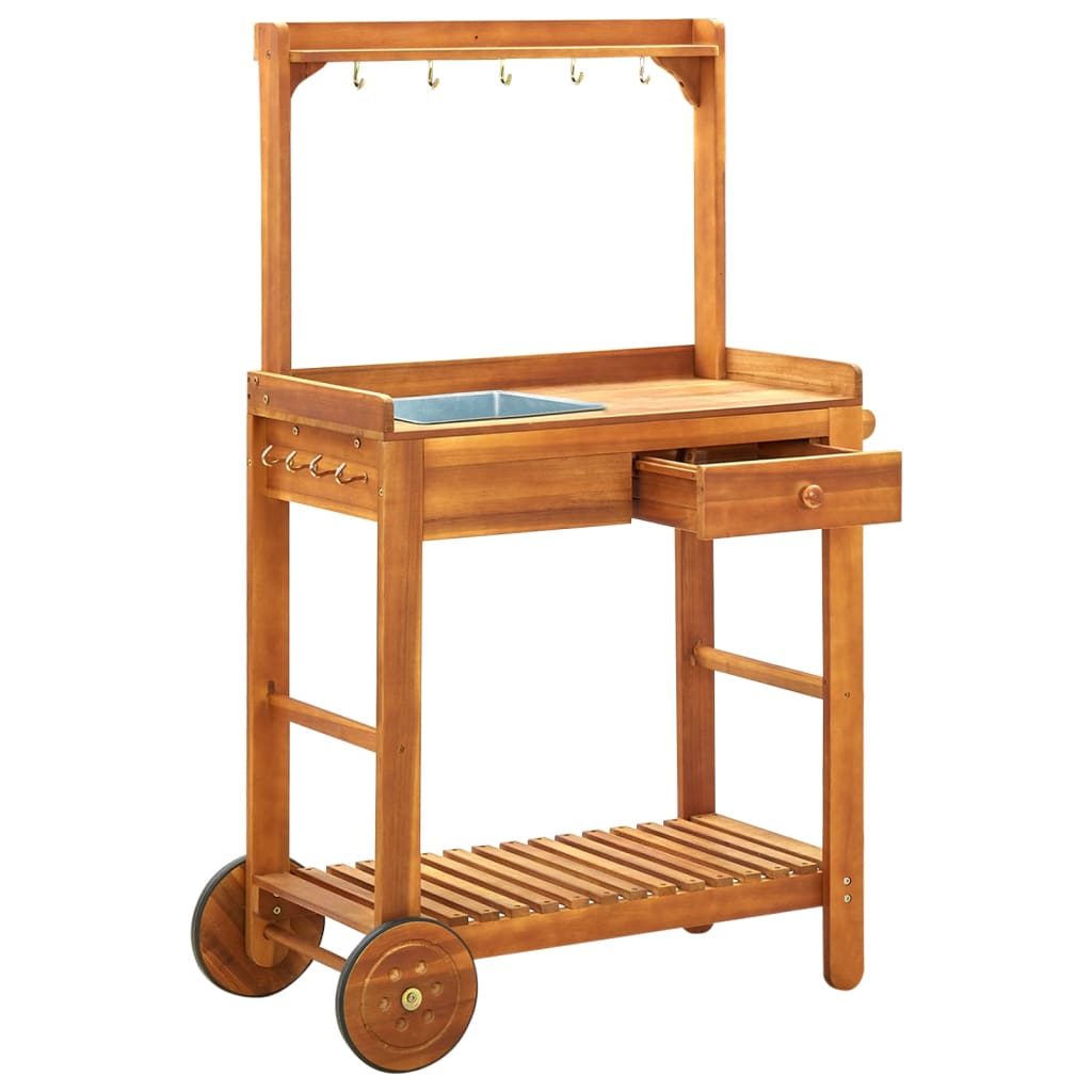 Servierwagen Akazienolz Massiv 92 x 43,5 x 141,5 cm - Pazzar.ch