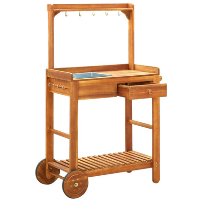 Servierwagen Akazienolz Massiv 92 x 43,5 x 141,5 cm - Pazzar.ch