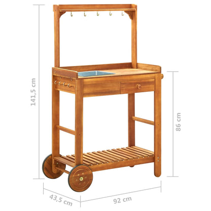 Servierwagen Akazienolz Massiv 92 x 43,5 x 141,5 cm - Pazzar.ch