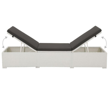 Sonnenliege mit Auflage Poly Rattan Weiß - Pazzar.ch