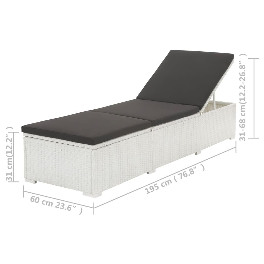 Sonnenliege mit Auflage Poly Rattan Weiß - Pazzar.ch